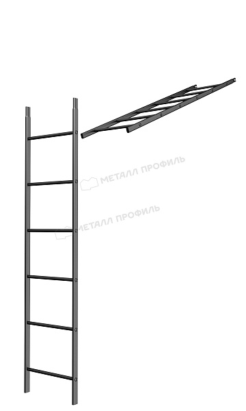 Лестница кровельная стеновая дл. 1860 мм без кронштейнов (9005) ― где купить в Красноярске? В Компании Металл Профиль!