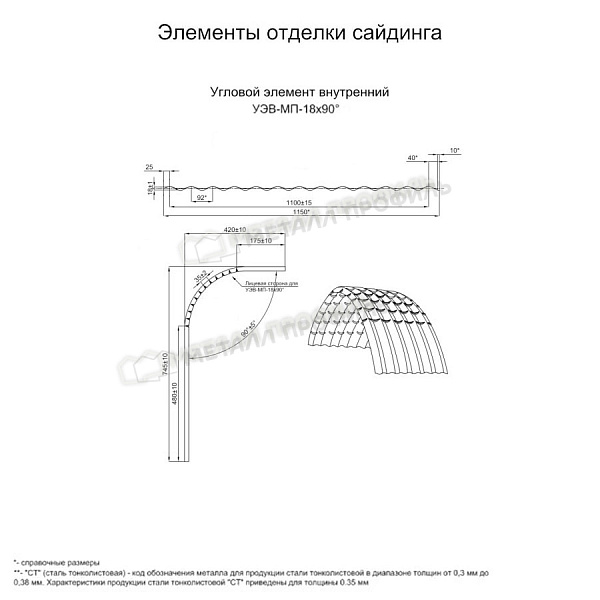 Угловой элемент внутренний УЭВ-МП-18х90° (PURMAN-20-Galmei-0.5) купить в Красноярске, по цене 4285 ₽.